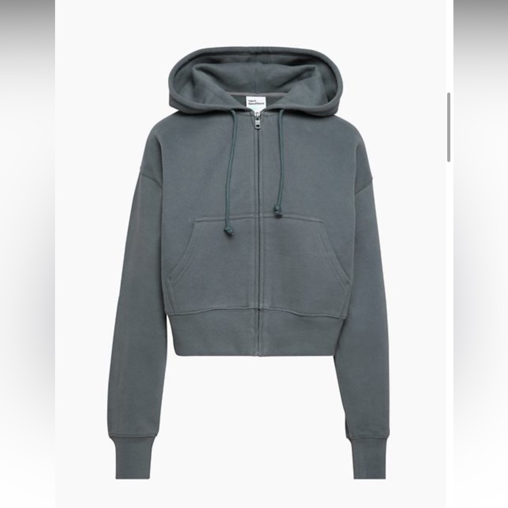 Cozy Fleece Boyfriend Boxy Zip Hoodie Echo Grey Size Medium